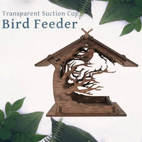 Wooden Bird Feeder Birdhouse DIY Hanging Hummingbird Feeder Garden Outdoor Yard Wooden Hook Balcony Bird Water Feeder Tray