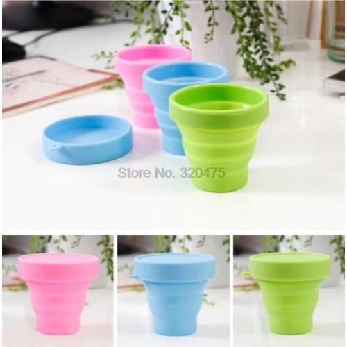 DHL 300pcs/lot foldable silicone sup outdoor camping travel folding cup Telescopic Collapsible Retractable drinking cup