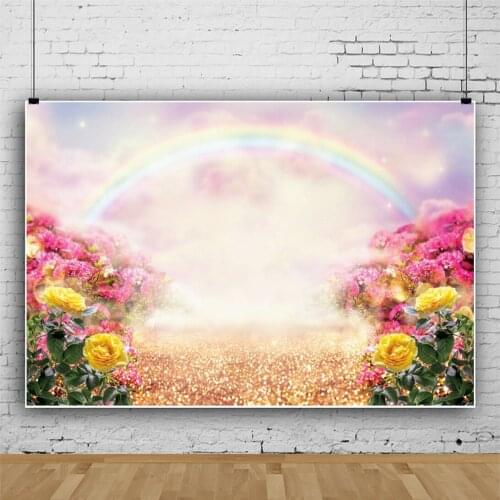 Dreamlike Flower Spot Rainbow Children Backdrops Photography Kids Birthday Party Photos Background for Shooting Decor