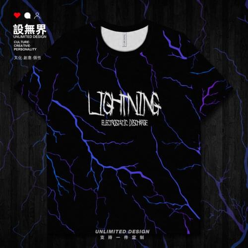 Lightning Gradient pattern Quick Dry t shirt clothing Running Fitness Short-sleeved sports mens shirts mens summer clothes new