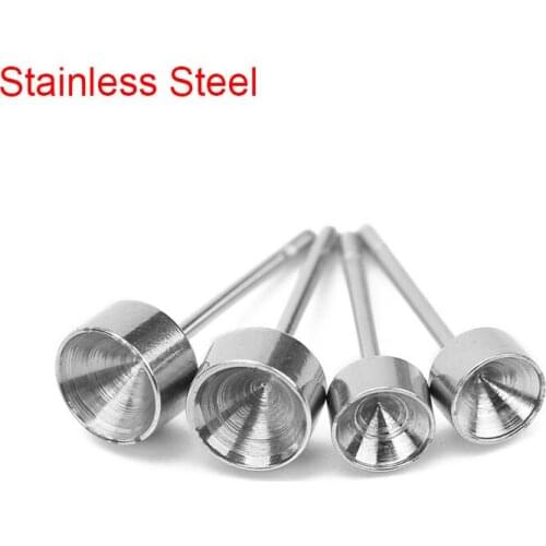 30pcs Hypoallergenic Stainless Steel 4 5mm Cubic Zirconia Stones Stud Earring Base Accessories For Diy Jewelry Making Findings