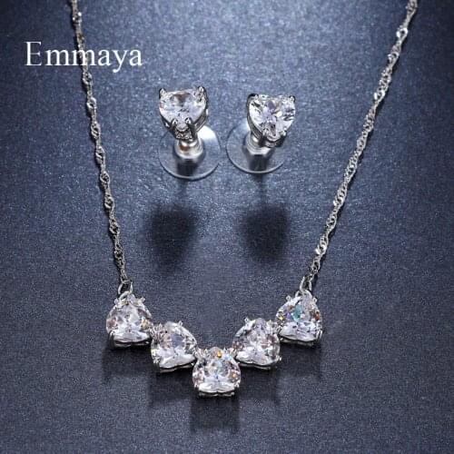 Emmaya Brand Water Drop Shape AAA Cubic Zircon Adjustable Crystal Earrings Necklace Set For Women Popular Bride Jewelry Gift
