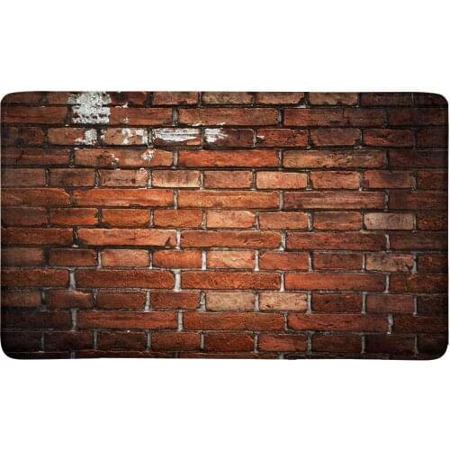 Red Brick Old Uneven Brick Wall Front Door Mat Welcome Doormat Home, Indoor, Entrance, Kitchen, Patio