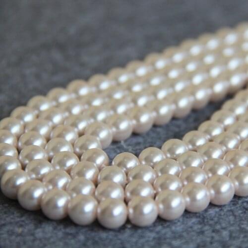 Hot sale 8mm White Shell Glass Round beads DIY gift for women girl loose beads 15inch 2pc/lot Jewelry making design wholesale