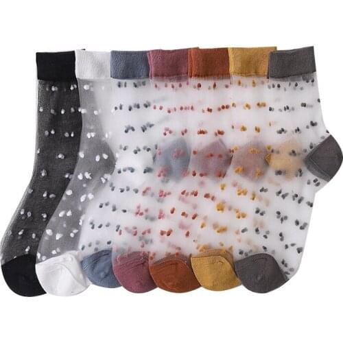 Summer Spring New Design Thin Socks Fashion Style Cute Tube Women Nylon Silk Socks Transparent Socks Women