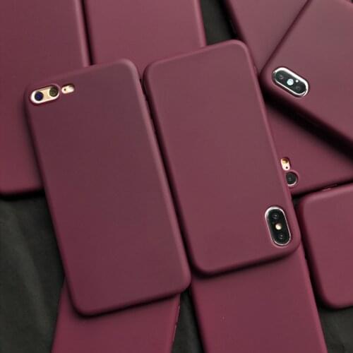 Wine Red Matte Phone Case For iphone 12 11 Pro XS Max XR X 8 7 6S 6 Plus SE 2020 Silicone Cases Solid Color Soft TPU Back Cover