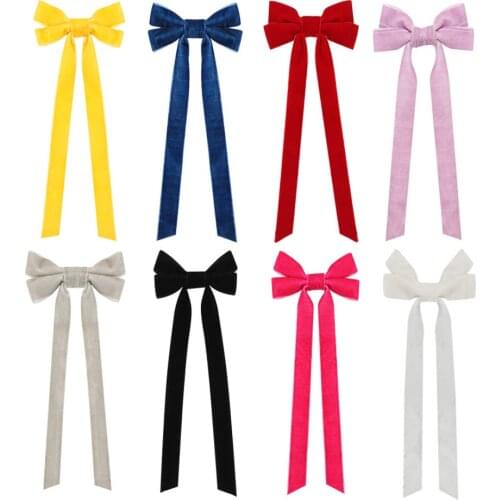Fashion Satin Hairpin Double-sided Ribbon Streamer Bow Hair Clip Women Knotting Bow Velvet Hairpin Headdress Hair Accessories