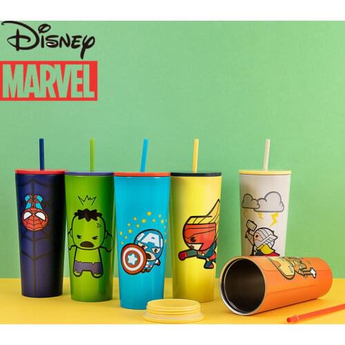 Disney Summer Marvel Cartoon Ice Cup Creative Personality Trend Student Fall-proof Straw Cup
