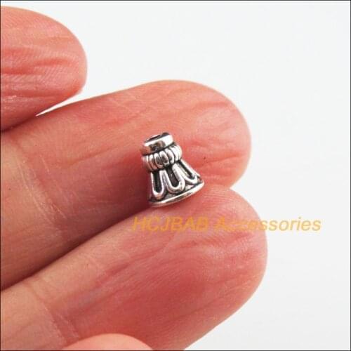 Fashion 70Pcs Tibetan Silver Color Tiny Cone Horn Spacer End Beads Connectors 6x7mm