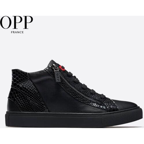 OPP Mens Shoes Zip Breathable Leather Mixed Color Shoes Hip-hop Casual Mens Skate Shoes Zipper Boots