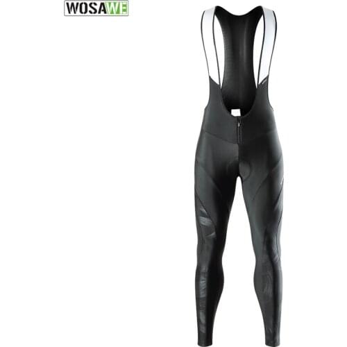 WOSAWE Mens Breathable Cycling Bib Pants Mountain Bike Zipper Cycling Tights Pro Team Gel Padded MTB Bike Long Pants