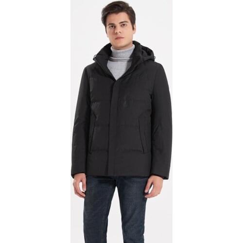 Mens Down Jacket Fashion Heat Insulated Winter Coat With Hat
