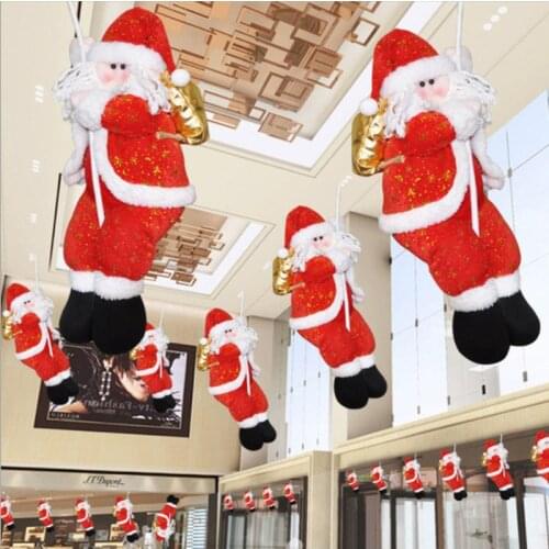 2020 New Christmas Decoration Santa Claus Climbing on Rope for Indoor/Outdoor for Home Wall Window Hanging Merry Xmas Ornaments