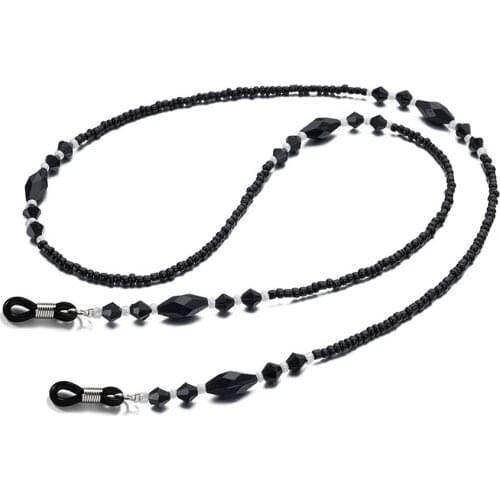 Retro Black Diamond Beaded Glasses Chain Sunglasses Chain Sunglasses Masked Glasses Gold Chain Lanyard