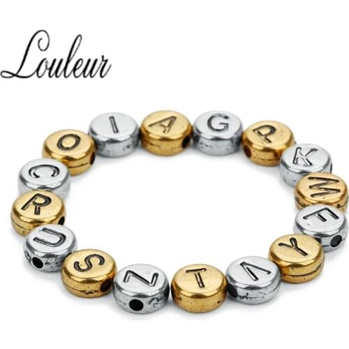 Louleur Wholesale 100pcs/lot Outer Dia 7mm Hole 1.5mm Acrylic Beads Loose Spacer Letter Carving Beads For DIY Bracelets Jewelry