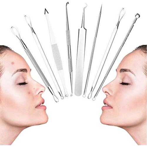 Acne Blackhead Remover Needle Tools Set Blackhead Tweezer Pimple Extractor Stainless Steel Blackspot Removal Skin Care Tool