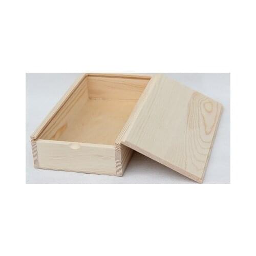 Rectangle storage wood box 21cm with cover and lid light yellow pure wood color free shipping