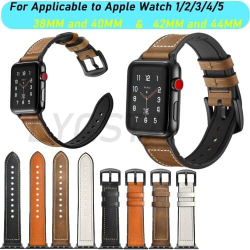 Leather Strap For Apple Watch 1/2/3/4/5 Watchband Accessories Wrist Bracelet 44/40/42/38mm Stainless Steel Buckle Quick install