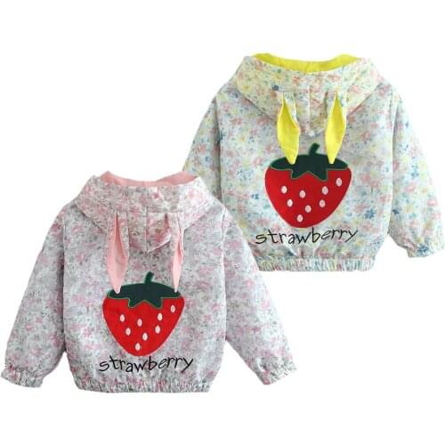 Cute Strawberry Girls Coats Spring Autumn Hoodies Sweatshirt For Girl Birthday present Kids Jacket Toddler Children Clothing
