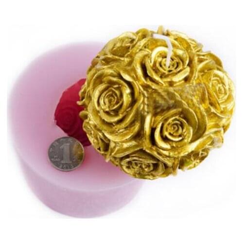 Silicone mold 3D large rose ball chocolate molds Silica gel flower candle mould handmade soap mold resin clay aroma stone moulds