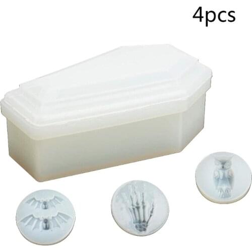 Epoxy Resin Silicone Molds Coffin Box Mould Trinket Bat Owl Skull Hands Shape Keychain Candle Clay DIY Crafts Making Tools Set
