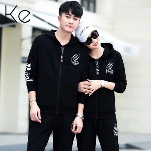 KE autumn 2021 unisex sports suits mens sports set cotton womens casual running clothes hooded sweater suits men sports wear