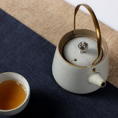 Antique teapot, girder pot, ceramic retro tea maker, household copper handle, single pot of tea kettle, Japanese Kung Fu tea set