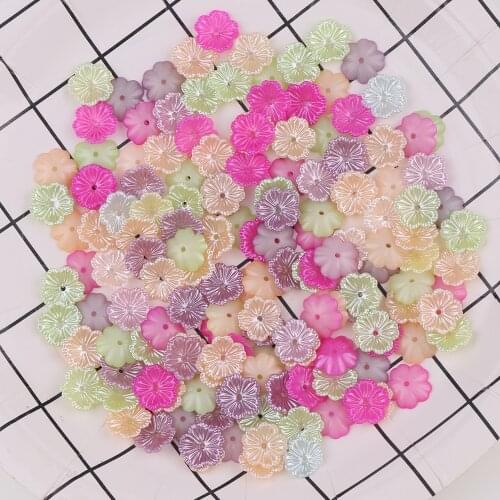 Mix Color Ivory 200pc 13mm ABS Flat Back Pearl Simulated Pearls 3D Flowers Charms Sewing Material DIY Jewelry Material