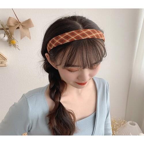 New Women Vintage Elegant Wide Plaid Simple Hairbands Sweet Headband Hair Holder Ornament Fashion Hair Accessories