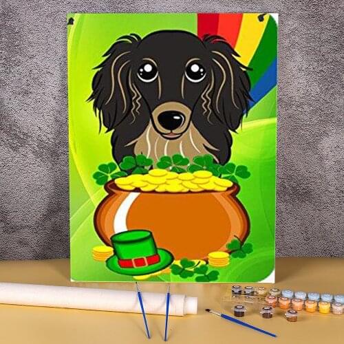 Animal Dachshund Paint By Numbers Complete Kit Oil Paints 50*70 Painting On Canvas Handmade Crafts For Adults Handiwork