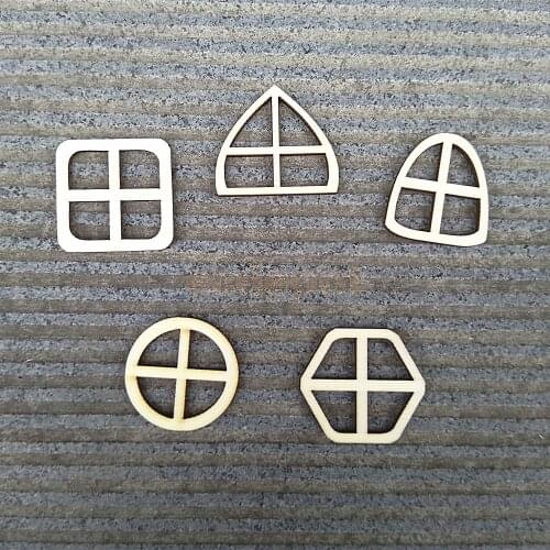 10pcs Plain Wooden Fairy Windows Shape Craft Embellishments Decoration