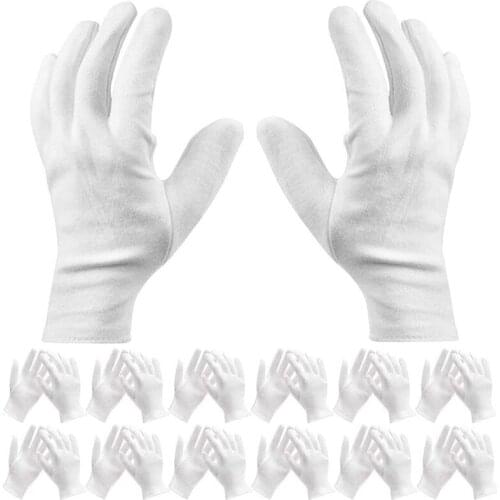 24 Pairs Of White Cotton Gloves - 7.5 Inch L-Shaped Work Gloves,Cotton Work,White Gloves, Labor Protection, Label Gloves