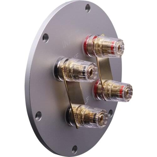 Audiophile 4-position Round Aluminum Alloy Pure Copper Speaker Terminal Board Two-wire Crossover Audio Terminal Box