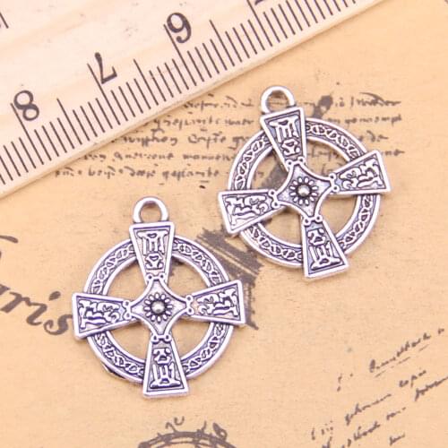 10pcs Charms double sided circle cross 23x20mm Antique Pendants,Vintage Tibetan Silver Jewelry,DIY for bracelet necklace
