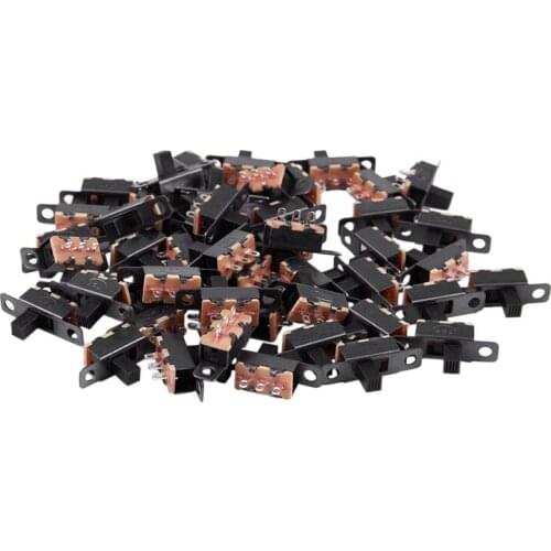 50 Pcs ON/ON 2 Position 1P2T SPDT Mini Panel Slide Switch Solder Lug SS12F1-G3