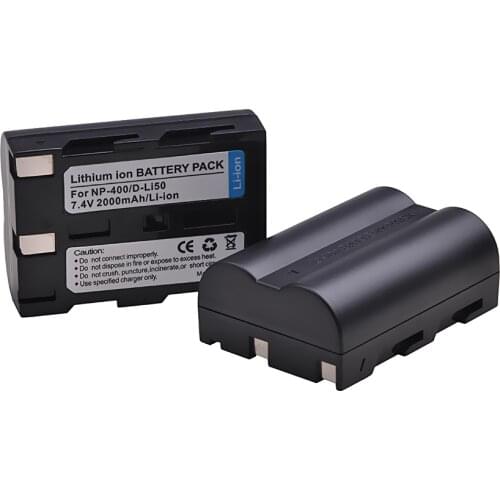 2000mAh D-Li50 NP-400 NP400 D Li50 DLi50 Battery for Pentax K10D K20D, Konica Minolta DiMAGE A1 A2, Dynax 5D 7D, Sigma SD15 SD14