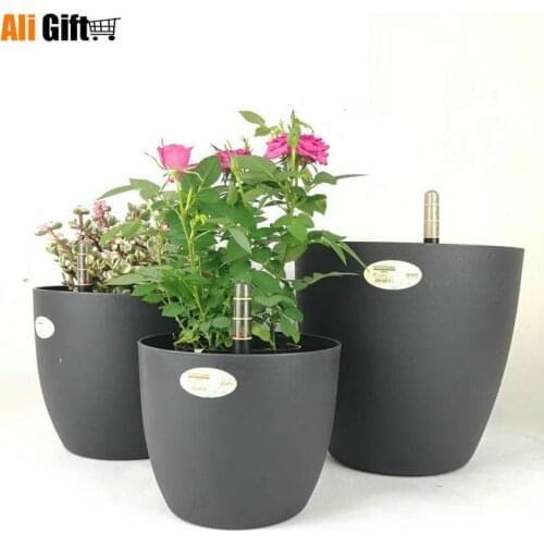 Automatically Irrigate FlowerPots Circular Resin Flower Pots Plastic Savings Water Self-absorption Irrigation Hydroponics Flower