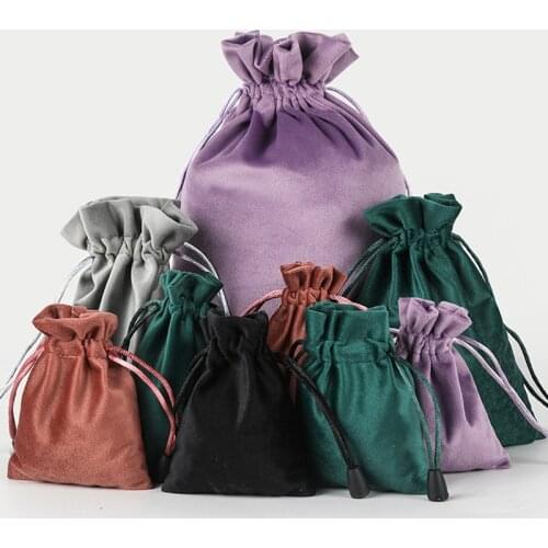 1Pc Drawstring Velvet Pouches Jewelry Packaging Display Bags Soft Eyewear Case Wedding New Year Gift Bag Xmas Present Pocket