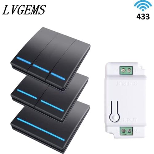 Wireless Switch 1/2/3 Gang RF433Mhz Push Button Panel Smart Home Improvement Wiring-free remote control interruptor 90-240V