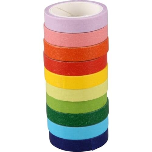 Decorative Washi Tape DIY Rainbow Sticker Masking Paper Set 10 Rolls
