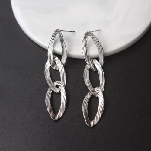 Long Tassel Multilayer Chain Hollow Geometric Metal Drop Earrings for Women Fashion Statement Wedding Party Links Jewelry Punk