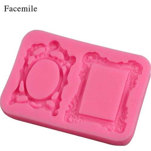 Facemile 1PCS Fashion Frame Mirror Shape Cake Decorating Tools Chocolate Mold For Kitchen Baking DIY Fondant Silicone Mold