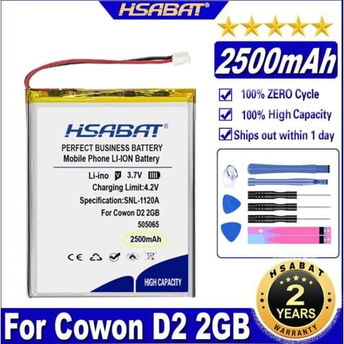 HSABAT D2 Plus 16gb 2500mAh Battery for Cowon D2 2GB, D2 4GB, D2 8GB, D2 Plus 16gb Batteries