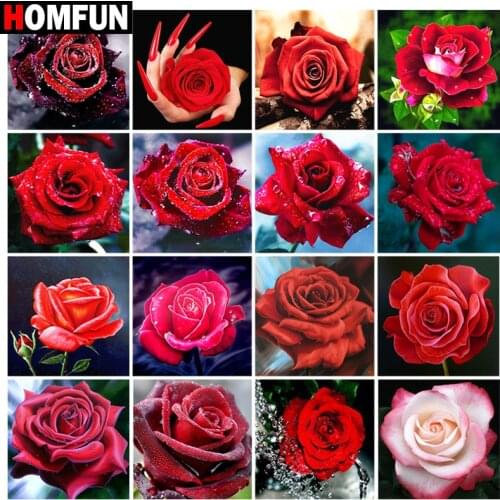 HOMFUN Full Square/Round Drill 5D DIY Diamond Painting "Rose flower red"3D Embroidery Cross Stitch 5D Home Decor Gift