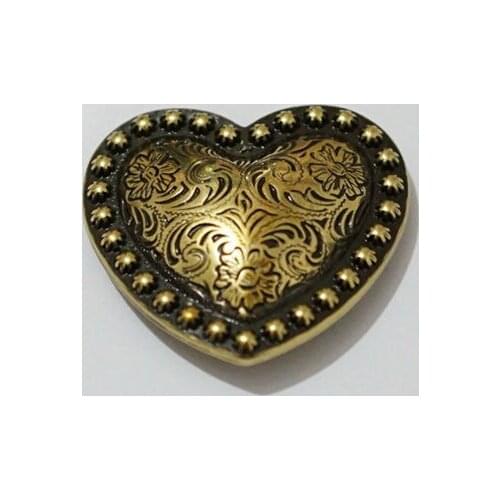 KBM13) Wholesale 50pc 1-1/4'' (3.2cm) Western Heart Berry Concho Saddle Concho Antique-Bronze