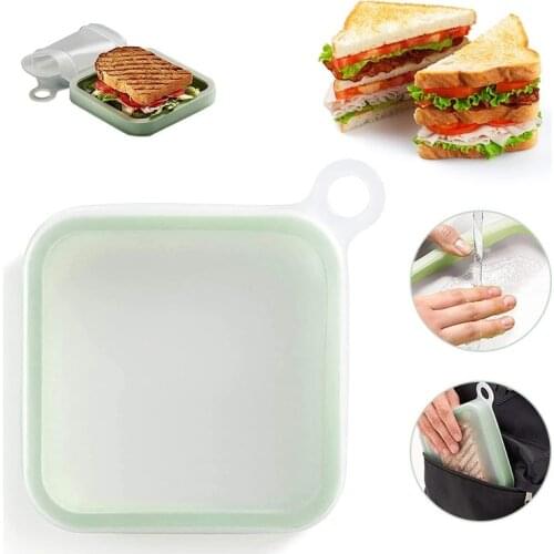 Sandwich Toast Snack Box Office Worker Lunch Box Reusable Silicone Snack Container For Parent-child School Work Or Travel