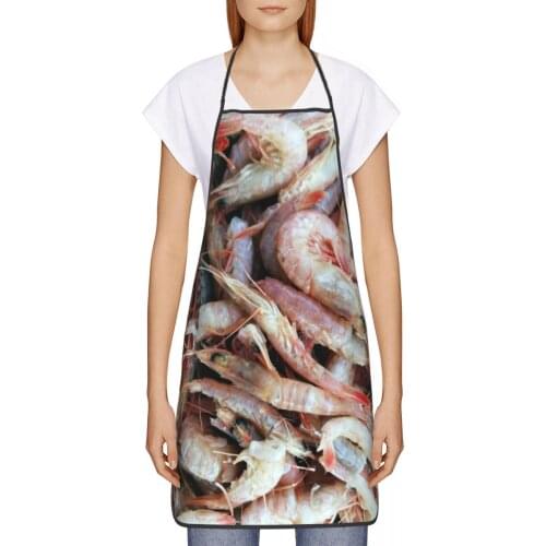 Shrimp Seafood Kitchen oil resistant wreath Bbq Season kitchen aprons women Man For House cleaning 72*52cm