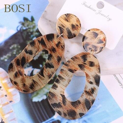 Fashion Acrylic Earrings for Women Jewelry Bohemian Geometric leopard long Earing Pendant luxury Acetate Jewelry CC Satement New