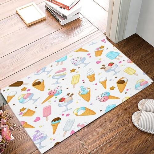 Cartoon Food Ice Cream Cup Doormat Bedroom Kitchen Floor Mat Bathroom Anti-Slip Rug Home Doormat for Entrance Door