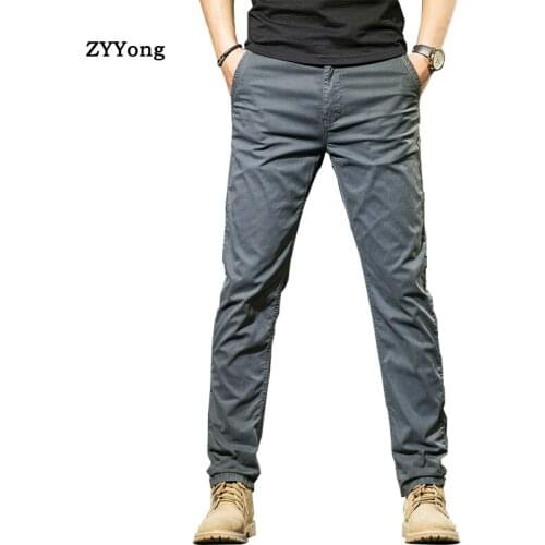 ZYYong Mens Casual Pants Cotton Slim Fit Casual Casual Comfortable Mens Pants High Quality Retro Stretch Slim Washed Pants Men